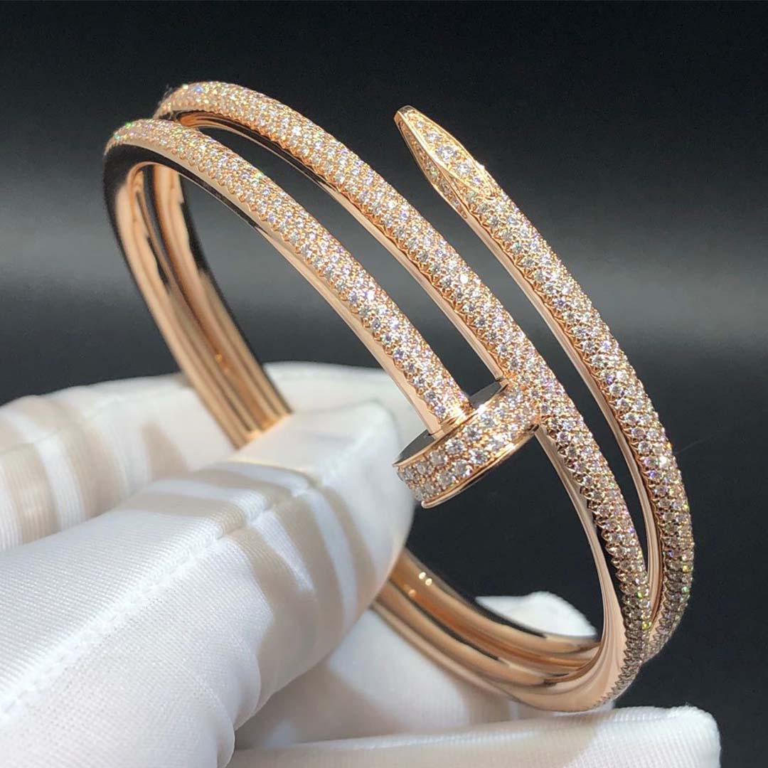 Cartier Juste un Clou 2 Bracelet à ongles rangées sur mesure en or rose 18 carats et diamants pavés
