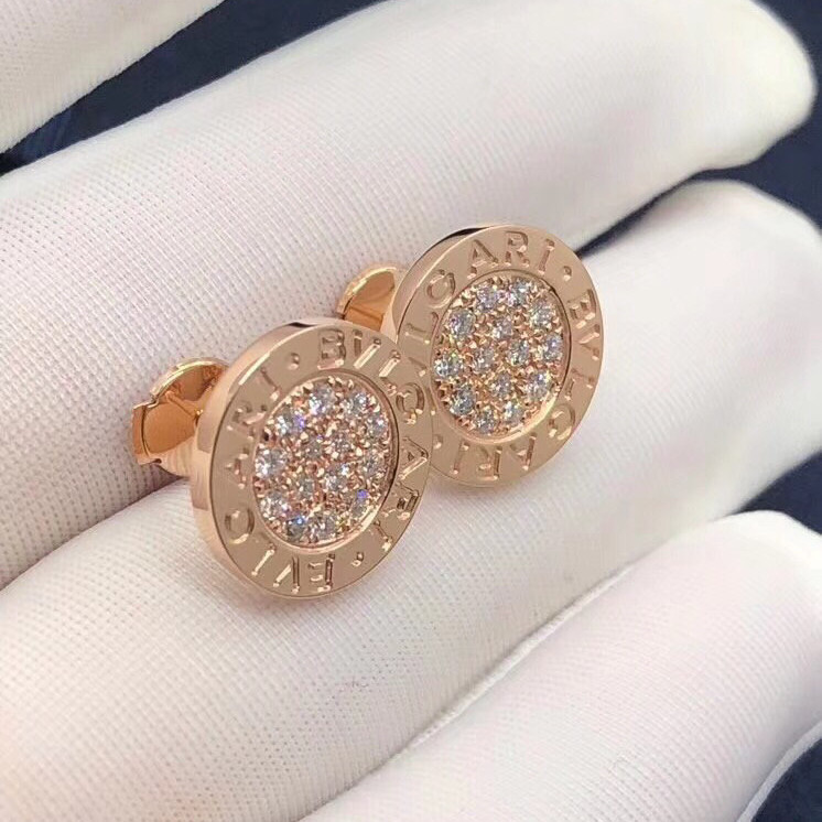 Boucles d'oreilles Bvlgari Bvlgari sur mesure en or rose 18 carats avec pavé de diamants