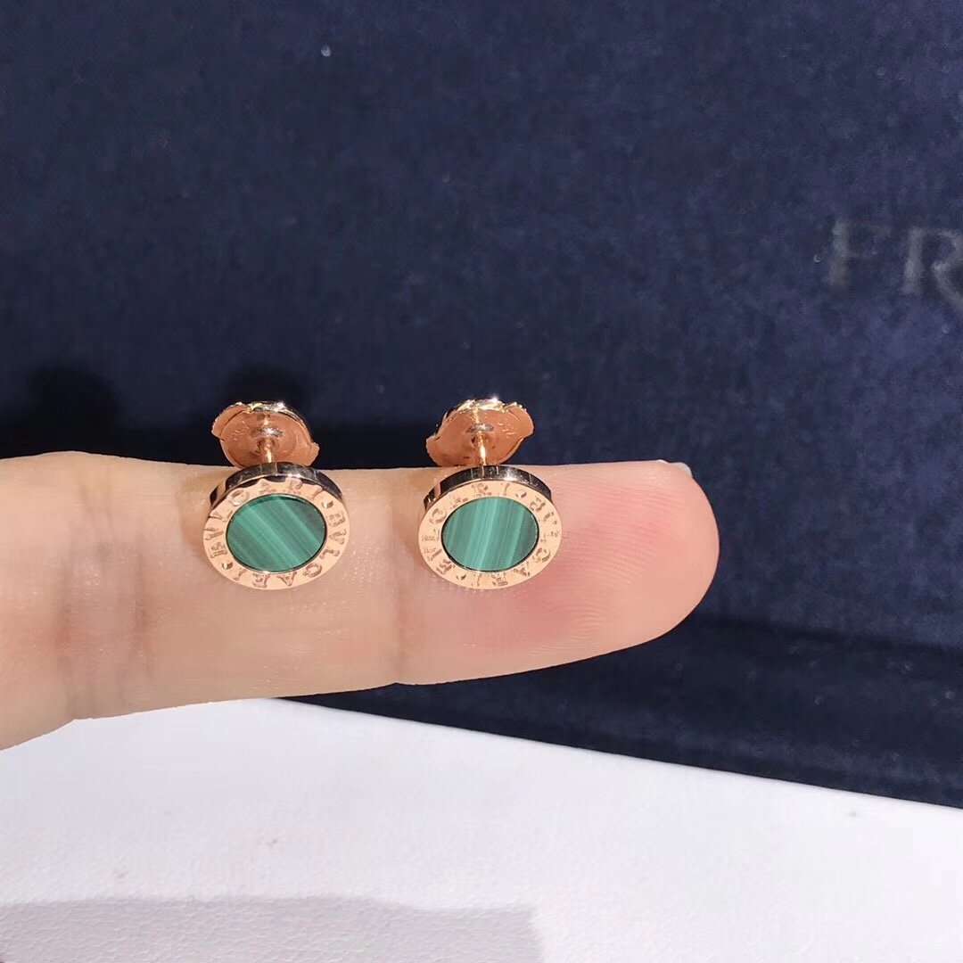 Personnalisez la boucle d'oreille Bvlgari Bvlgari en or rose 18 carats sertie de malachite