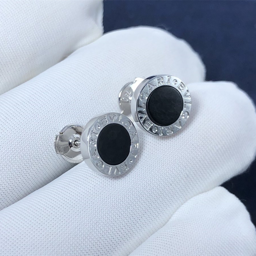 Boucles d'oreilles Bvlgari Bvlgari sur mesure en or blanc 18 carats avec élément Onyx