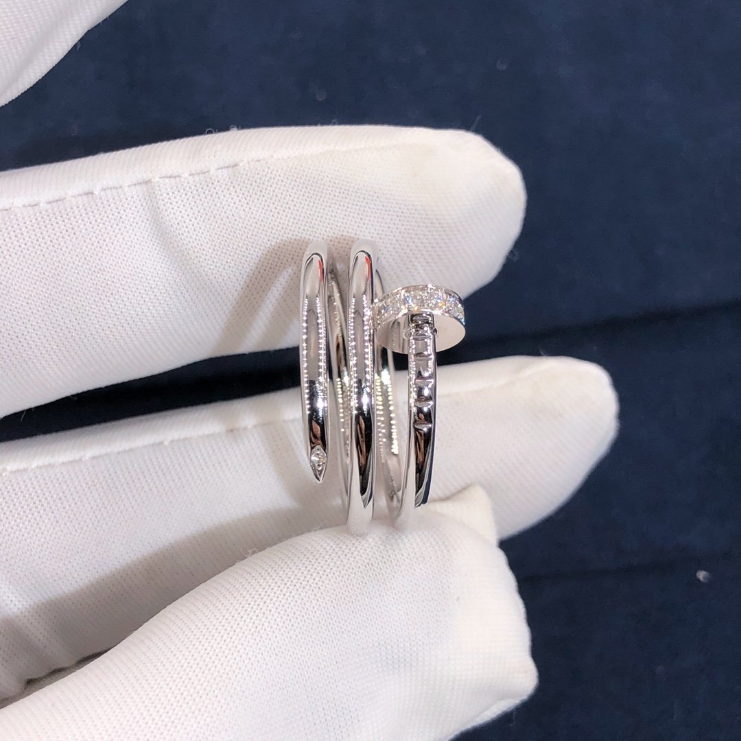 خاتم أظافر Cartier Juste un Clou Triple Wrap مخصص من الذهب الأبيض عيار 18 قيراط والألماس