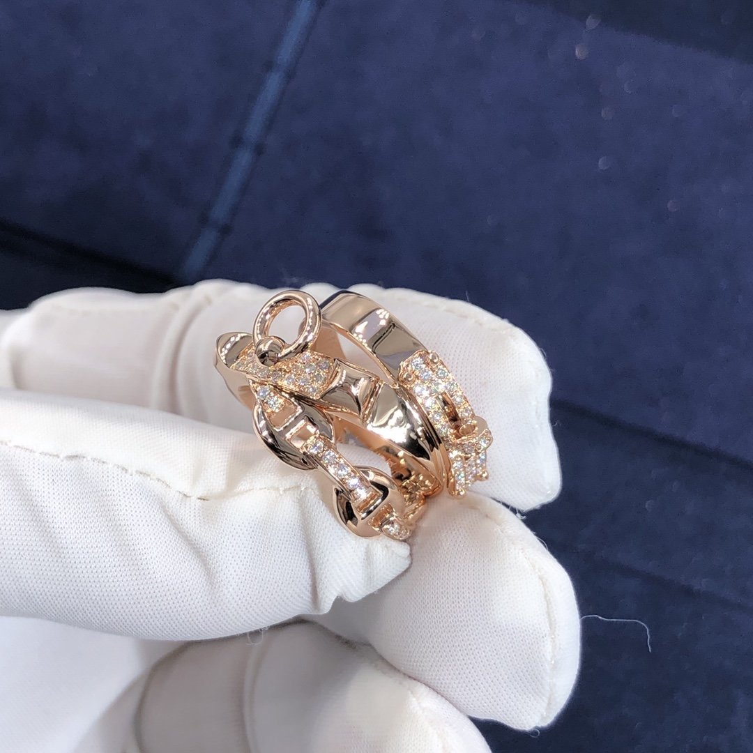 خاتم Alchimie Hermes مخصص من الذهب الوردي عيار 18 قيراطًا 66 الماس,نموذج كبير