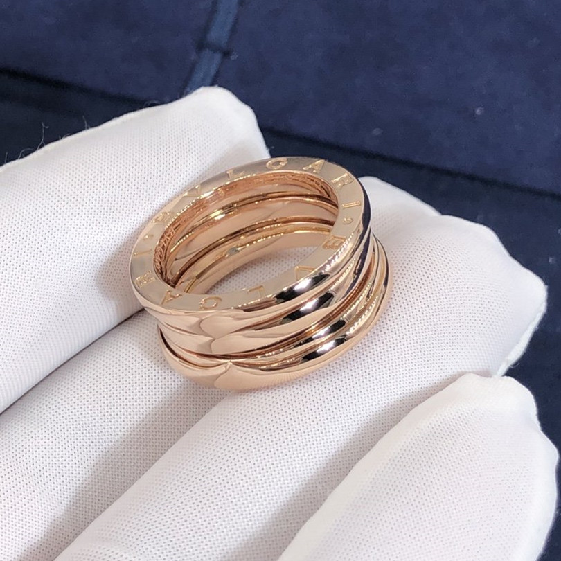 Bague 3 bandes Bvlgari B.zero1 sur mesure en or rose 18 carats