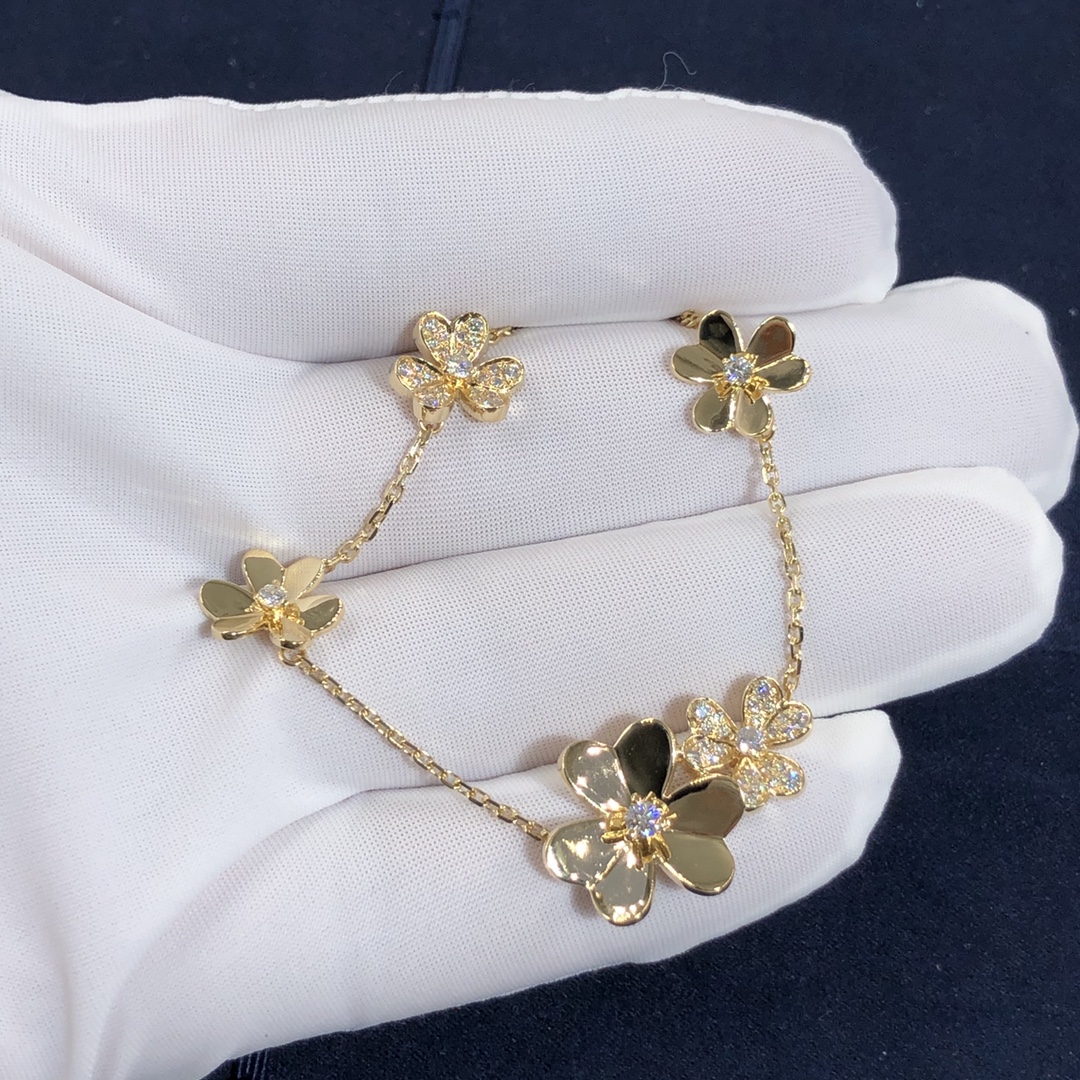 Frivole VCA sur mesure 5 Bracelet Fleurs en Or Jaune 18K avec Diamants Ronds