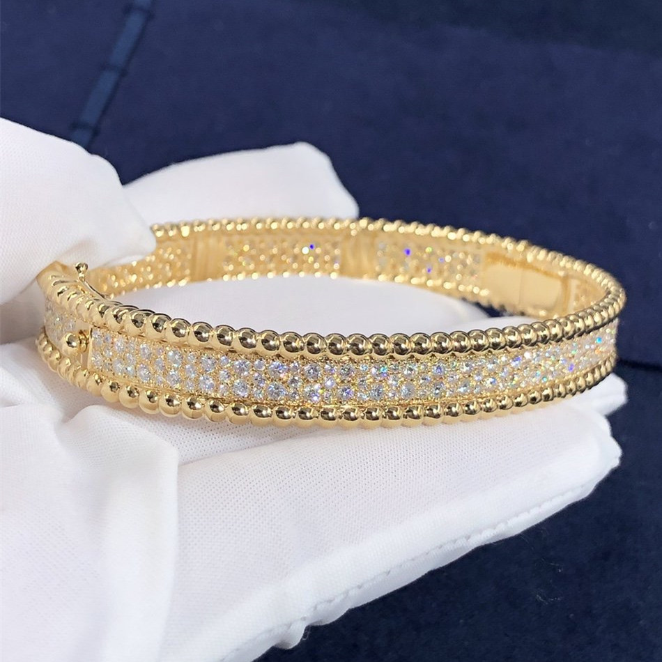 Van Cleef & Arpels Perlée 3 Bracelet de rangées de diamants sur mesure en or jaune 18 carats