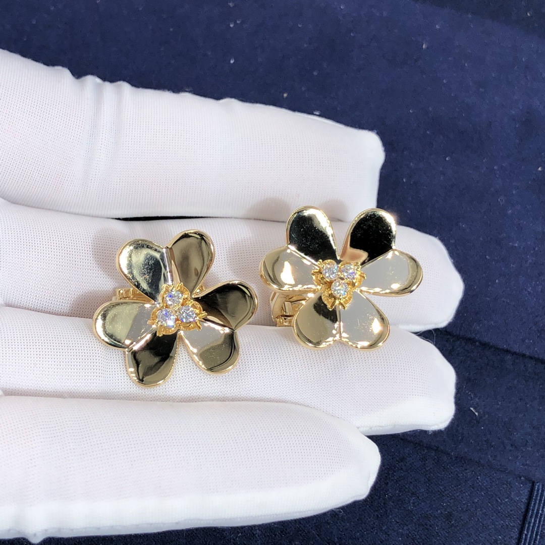 فان كليف & أقراط Arpels Frivole مصنوعة خصيصًا من الذهب الأصفر عيار 18 قيراطًا مع الماس,نموذج كبير