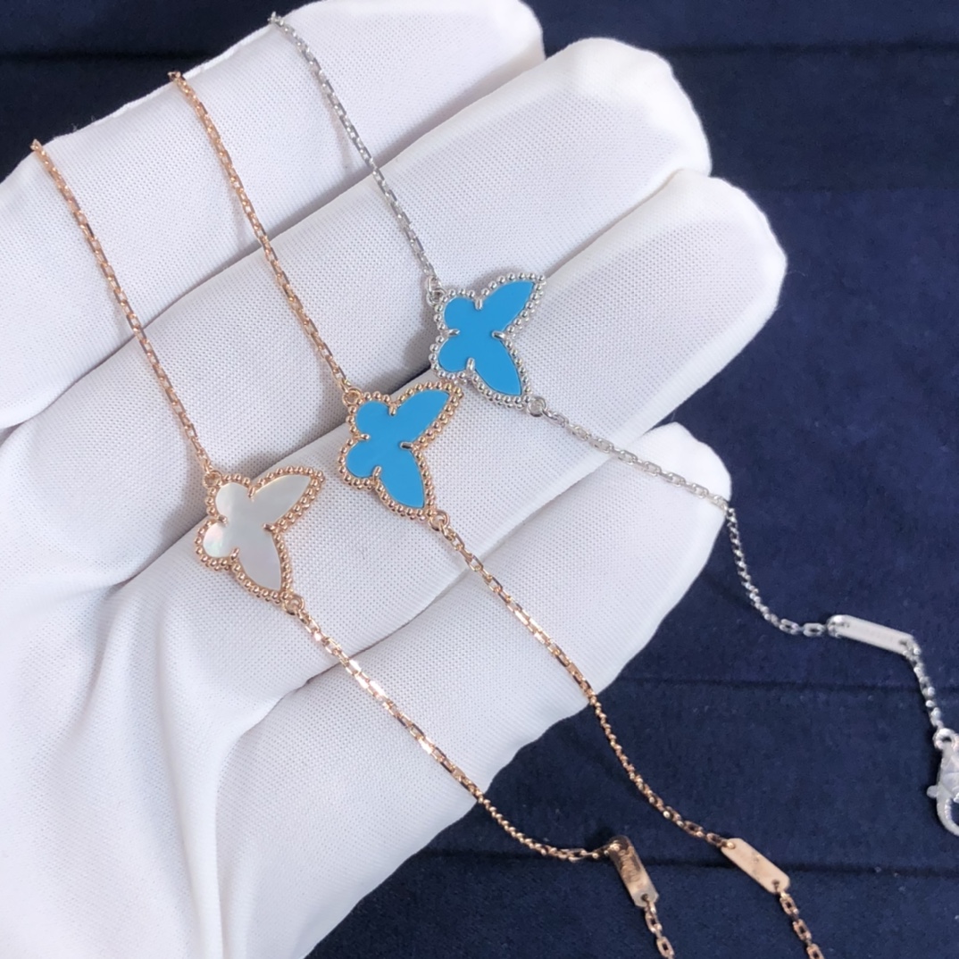 Van Cleef & Bracelet papillon Arpels Sweet Alhambra sur mesure en or rose 18 carats avec Turquoise ou nacre