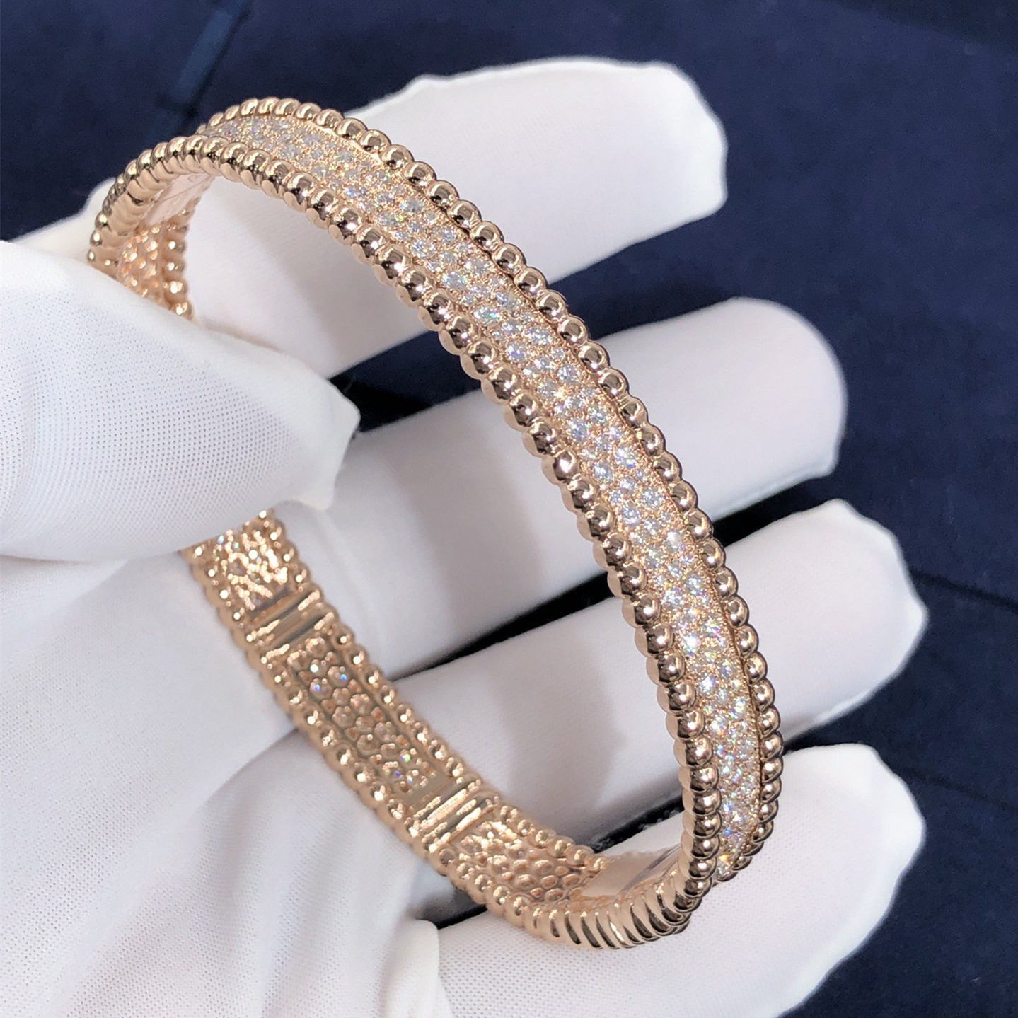 Van Cleef & Arpel Perlée 3 Bracelet de rangées de diamants sur mesure en or rose 18 carats,Petit modèle