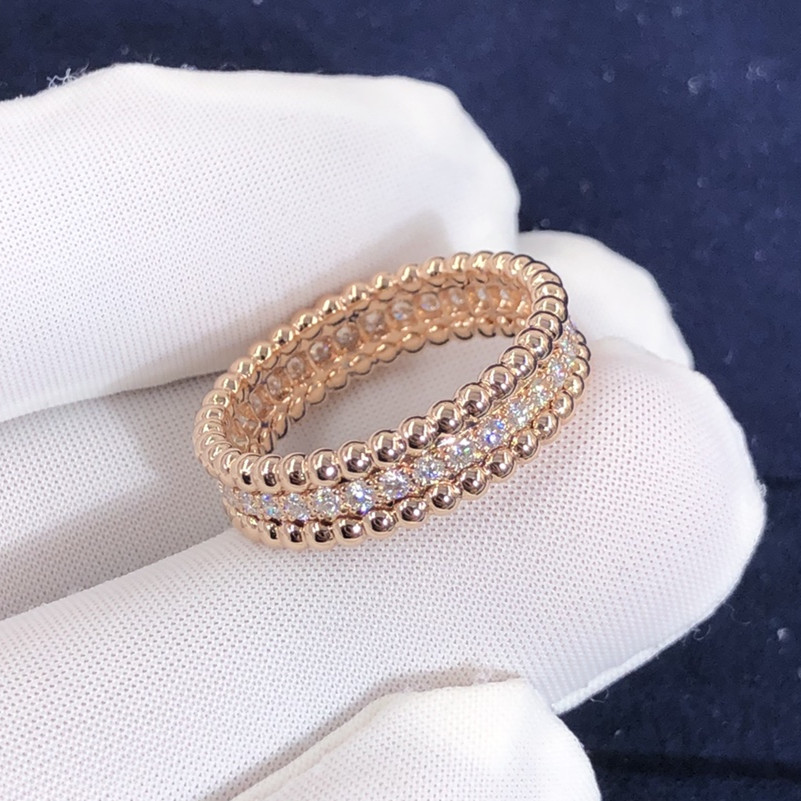 Van Cleef sur mesure & Arpels Perlée Diamonds 1 Bague Row en or rose 18 carats
